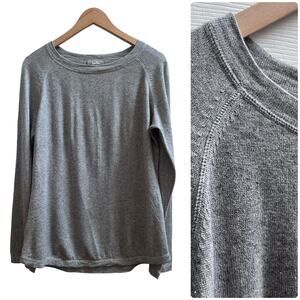 Neiman Marcus Gray Silk Cashmere Pullover Crewneck Sweater Size Large